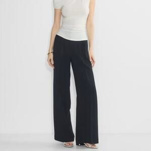 Aritzia Wilfred The Effortless Pant Black Crepette High-Waist Wide-Leg Trouser 8